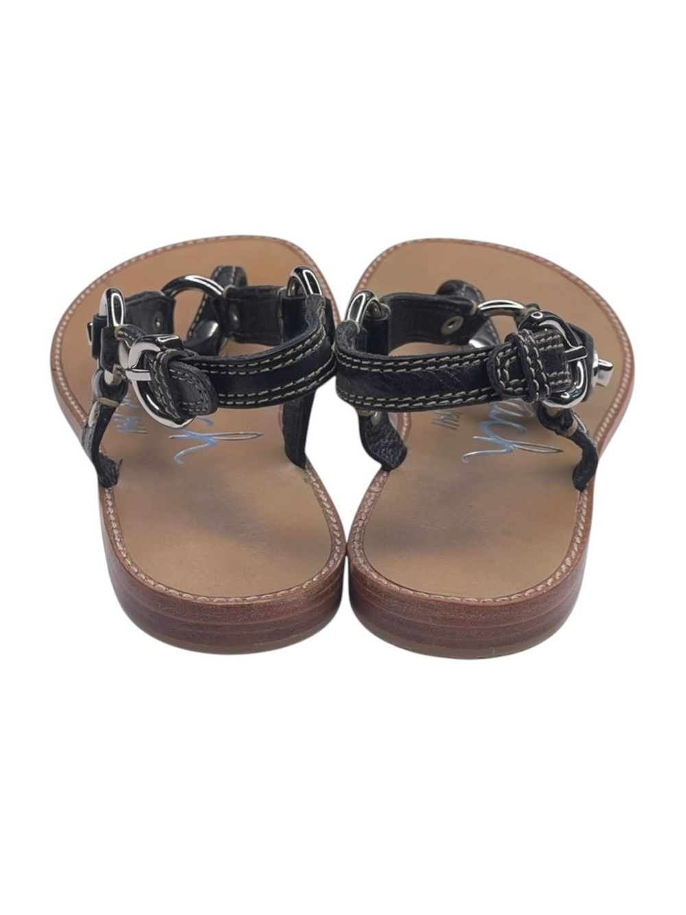 Deadstock: new Coach ࿌ Raiven Hardware Turnlock Flat Sandals ࿌ Black Leather ࿌ - Picture 5 of 16
